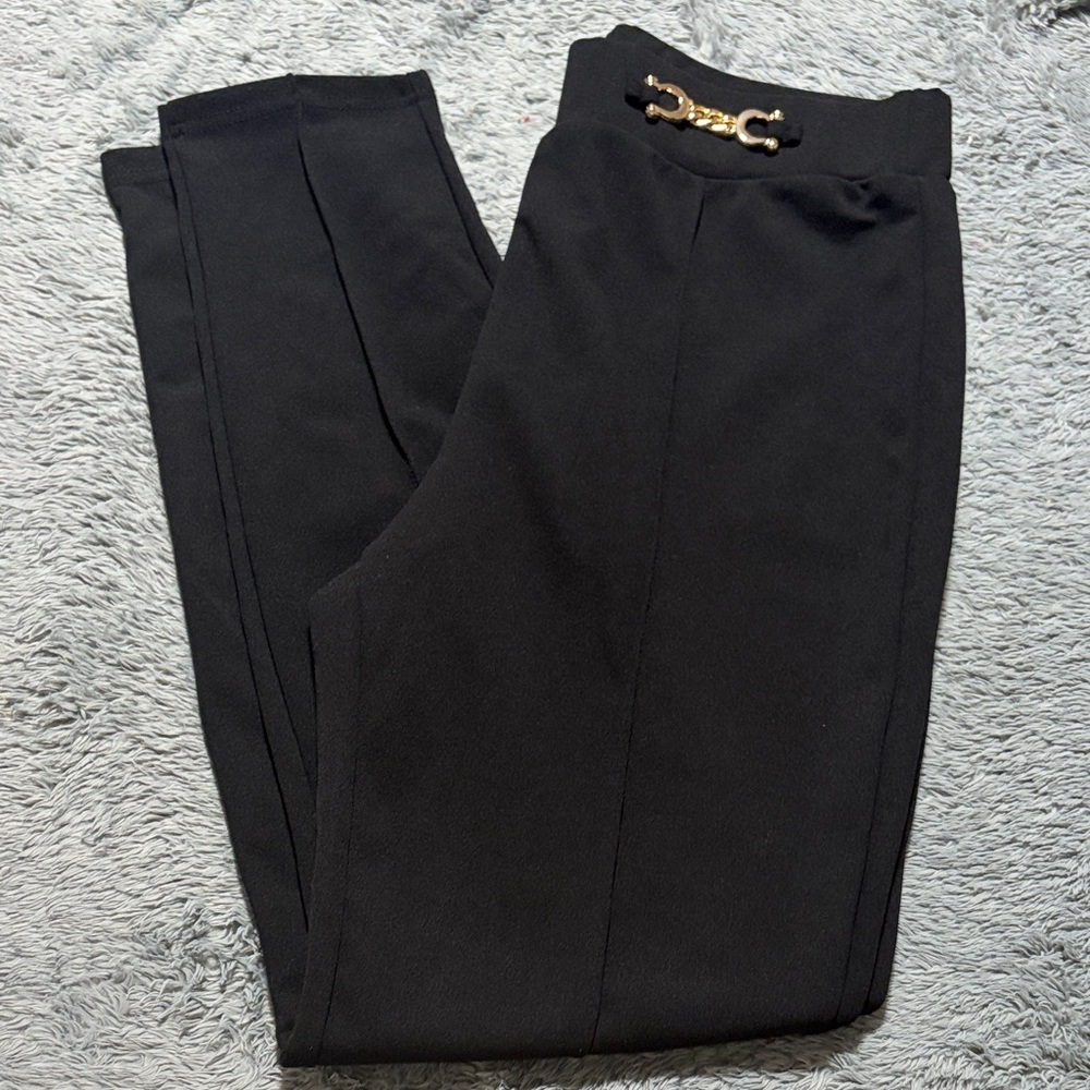 SHEIN Men's Black Trousers with Gold Detail